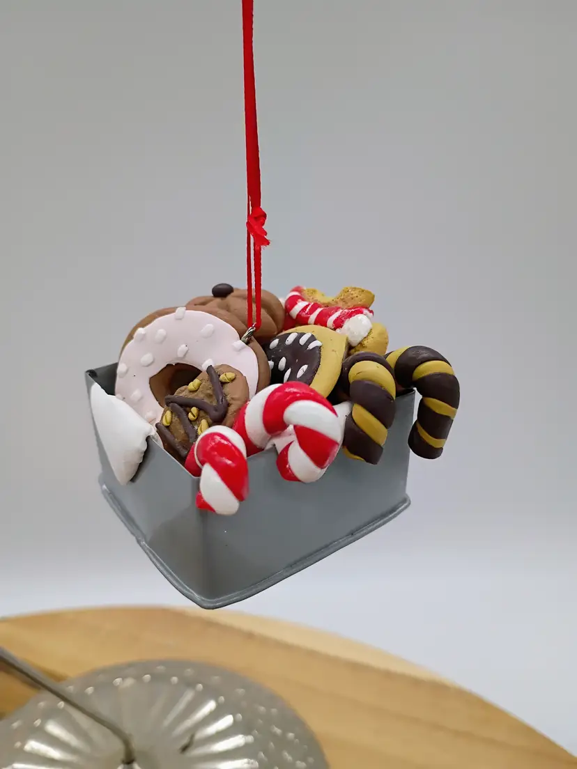 Mini Metal Tin Full of Polymer Clay Donuts , Cookies & Holiday Treats Ornament