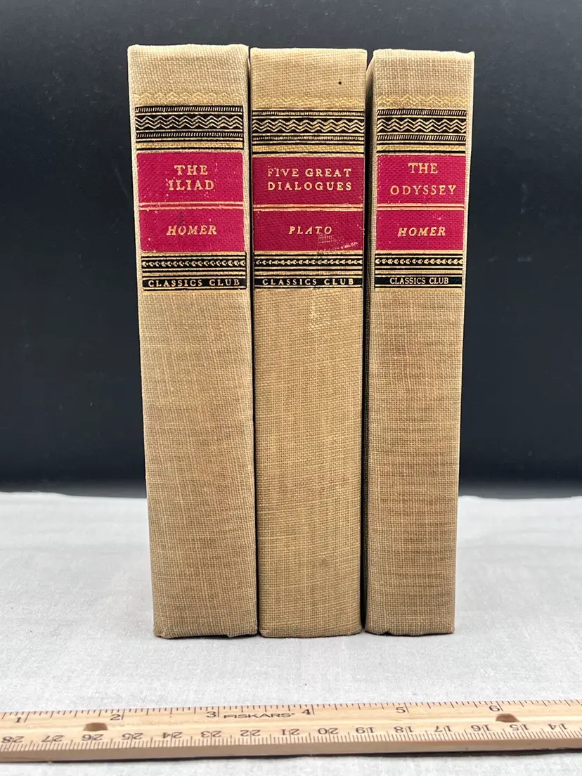 #1073B Vintage Set Of 3 Books Homers The Iliad And The Odyssey And Five Great Dialogues By Plato