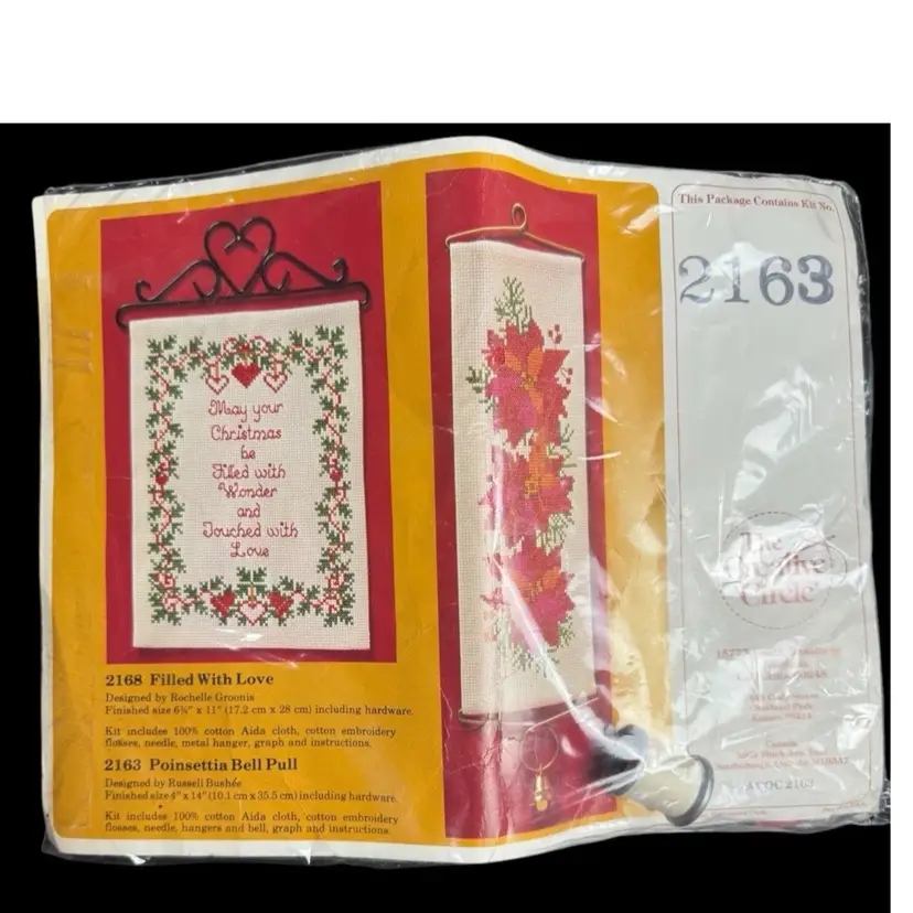 Vintage Christmas Embroidery Kit - Poinsettia Bell Pull