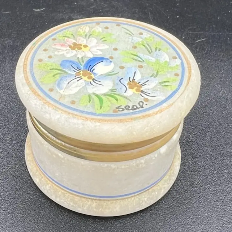 Beautiful Small Alabaster Trinket Box