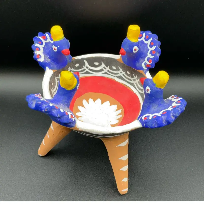 Z.Handmade Bird Fountain Mexican Pottery