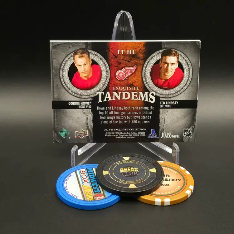 Gordie Howe Ted Lindsay 2024-25 Upper Deck Exquisite Collection Exquisite Tandems Insert Numbered 103/299 Card #ET-HL - Detroit Red Wings