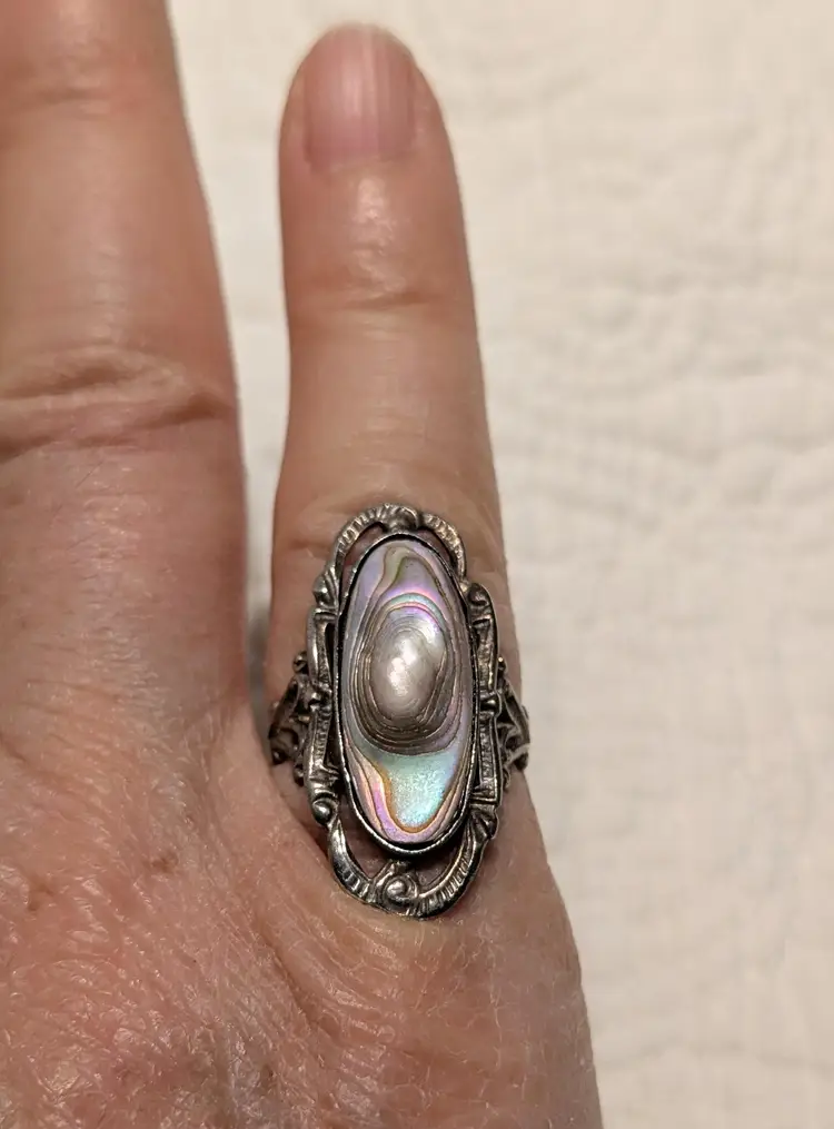 Antique Sterling Silver Russian Blister Pearl Ring, Size 5.75