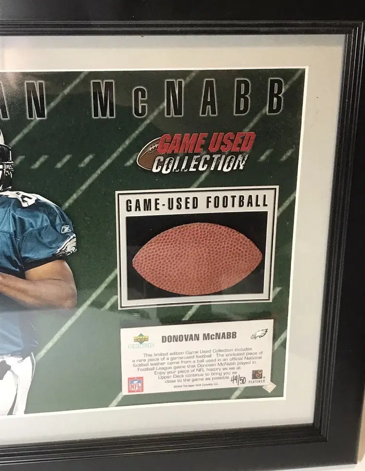 Donovan Mcnabb Philadelphia Eagles Game used Collection Football Upper Deck Rare Framed Photo