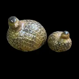 Pair Of Ceramic Quails From Japan