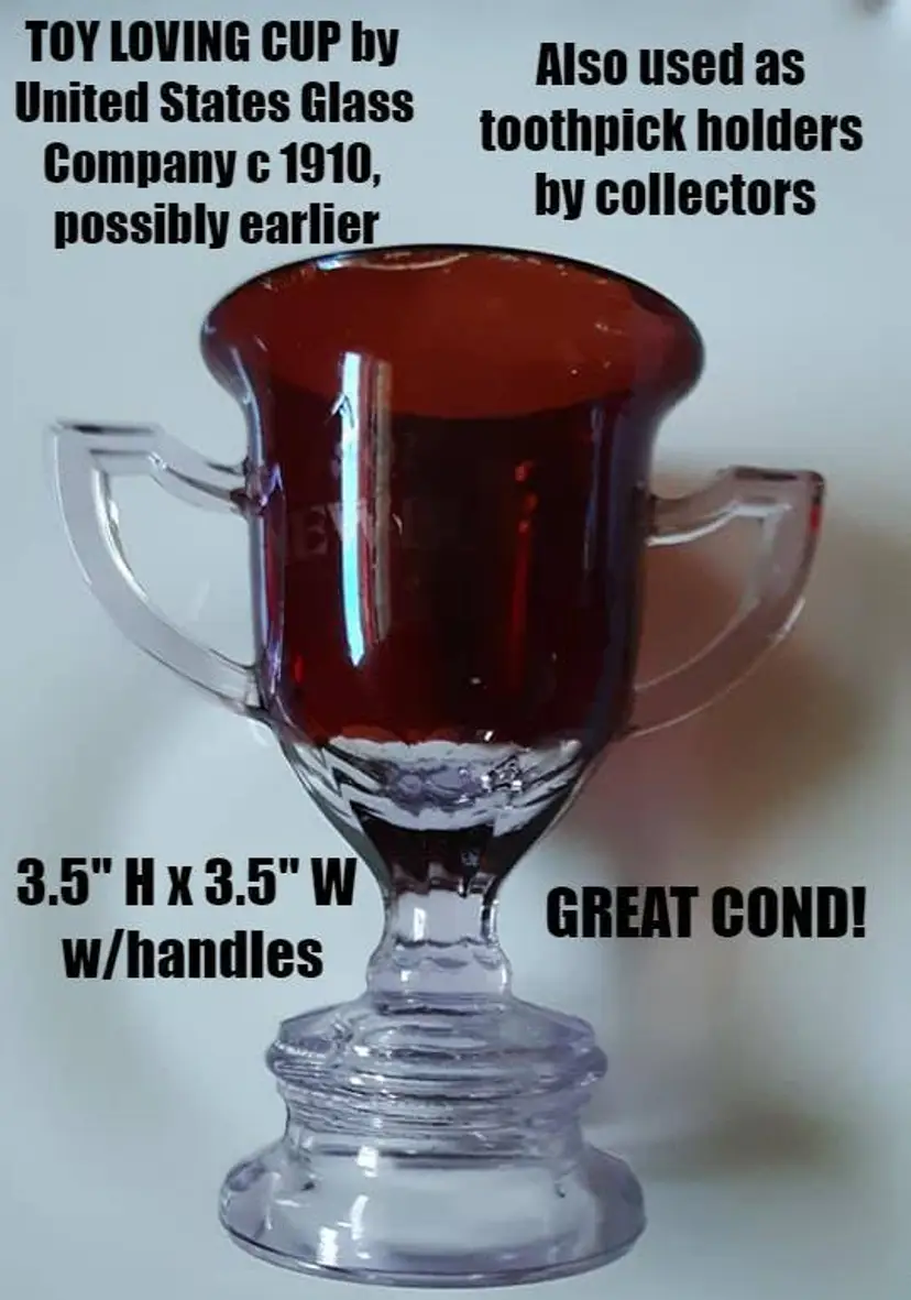 EAPG Ruby Stained Candy Container/Toy Size Loving Cup, Can also be a Toothpick Holder