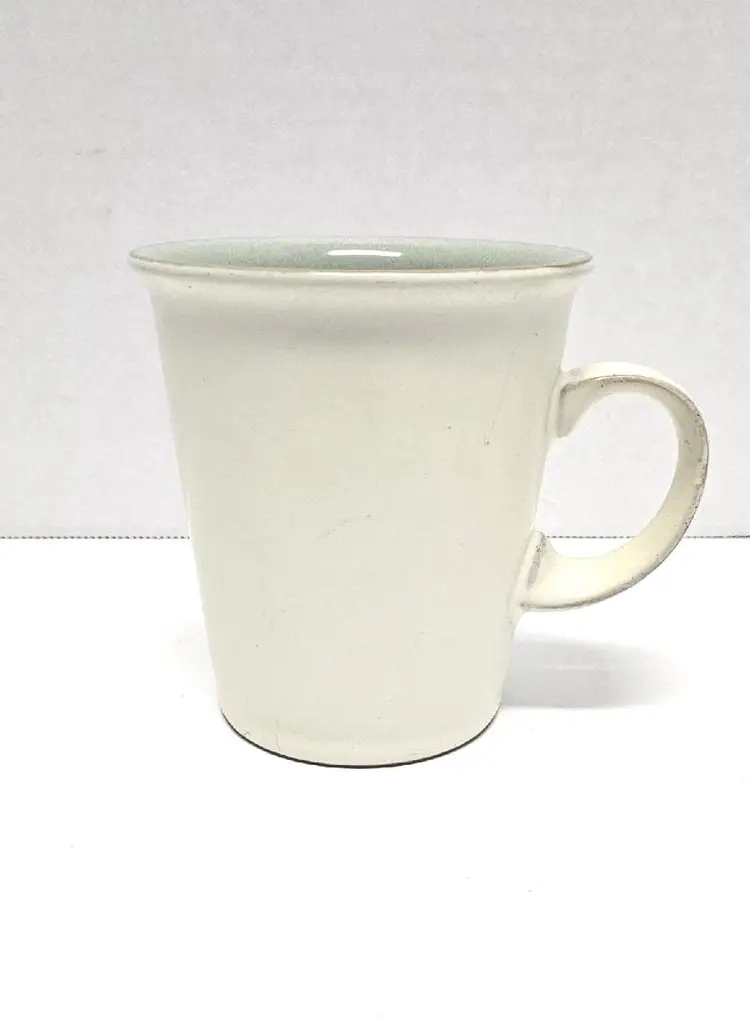 Denby Energy Mug Celedon Green & White Cream Colored/Made In England/Denby-Langley/Coffee Mug/Tea Mug/Denby Mug