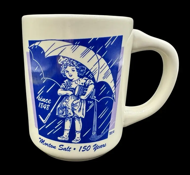 Vintage Morton Salt Ceramic Coffee Mug 150 Years Commemorative 1914 Logo Bryan