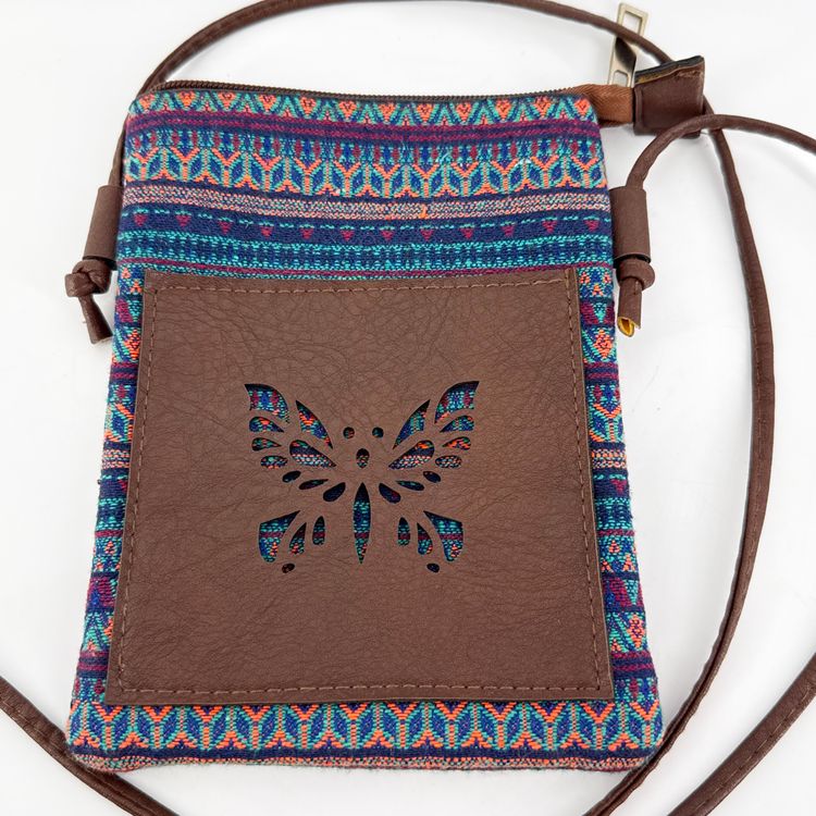 Woven Butterfly Cutout 5.75"x5.75" Crossbody Handbag