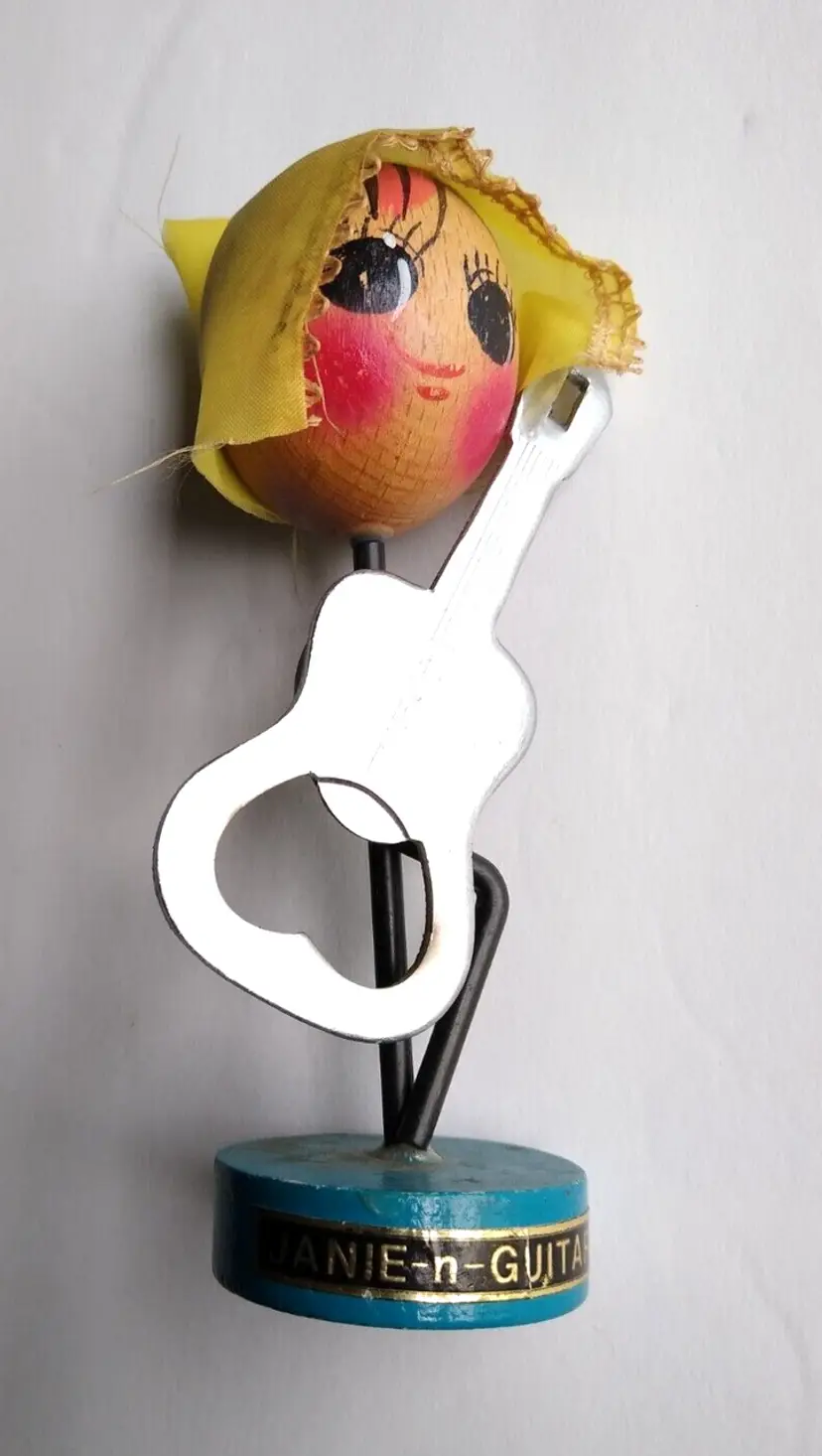 Janie Guitar Bottle Can Opener Retro Barware Kitsch Japan 1950s-60s Mid Century