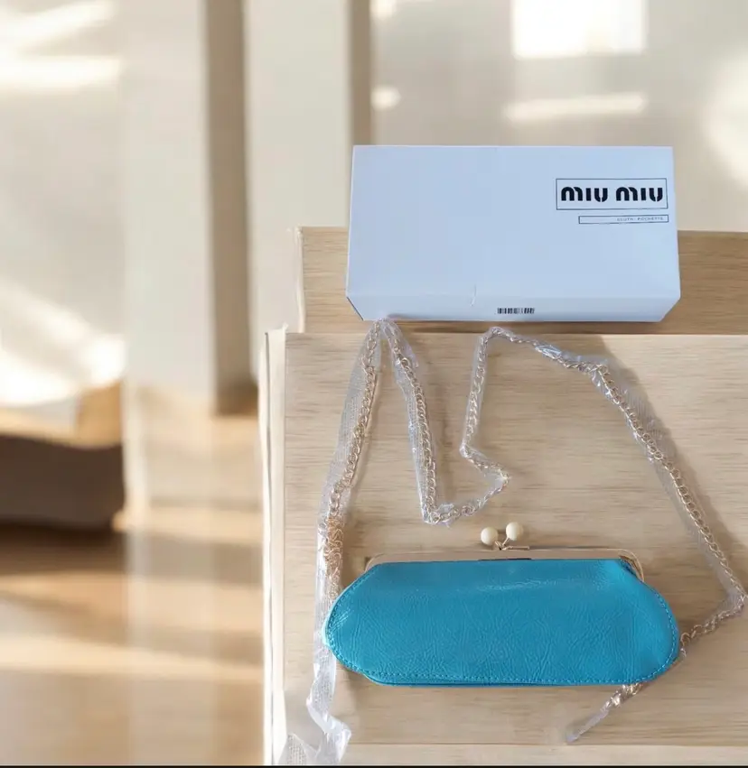 GWP/VIP MIU MIU Light Blue Purse with Chain — Brand New