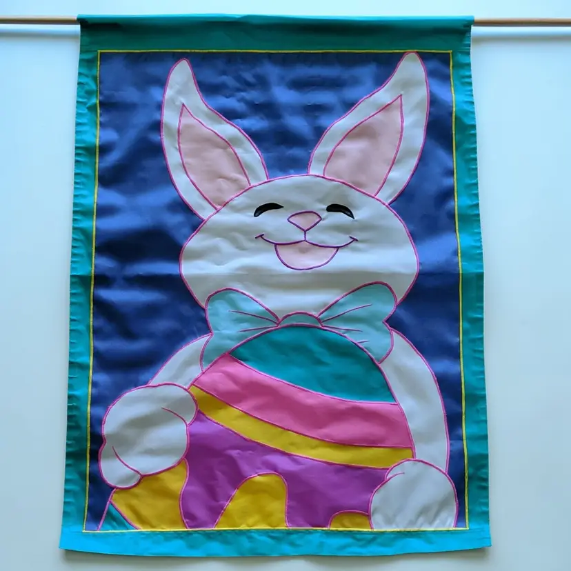 Large Easter Bunny w/ Egg Spring Double Sided Nylon Garden Flag 28" x 39"