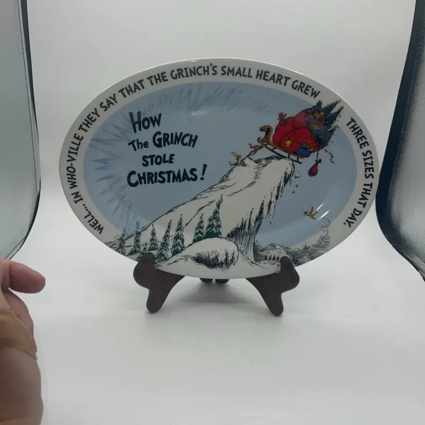 The Grinch Who Stole Christmas Serving Platter(14” X9.5”) W/ Sleigh