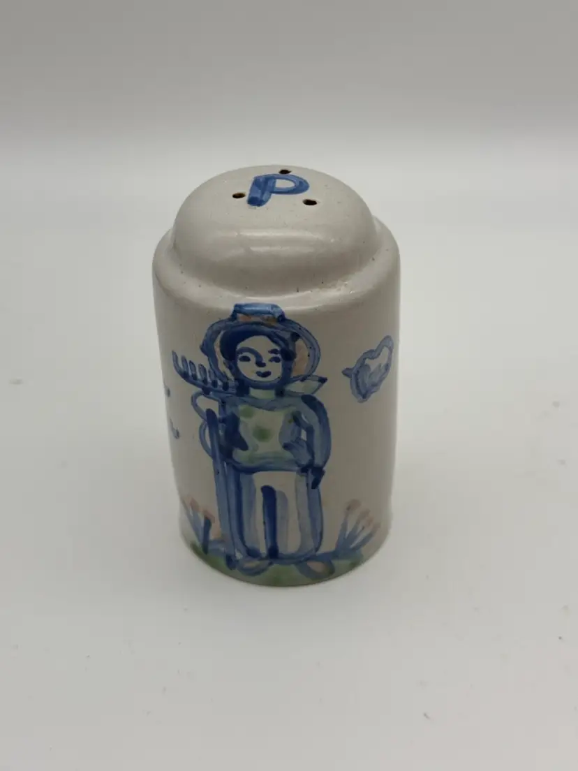 M A Hadley Pottery Pepper Shaker  4.25” Farmer - Vintage