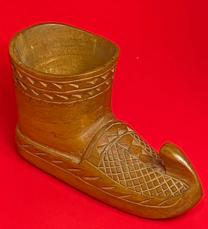 Vintage Yugoslavia Folk Art Hand Carved Opanak Shoe