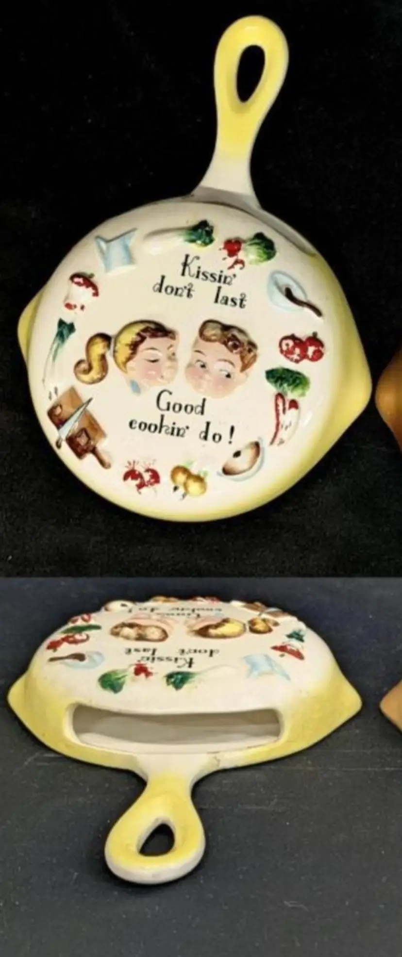 Vintage ESD Japan Hand Painted Ceramic Wall Pocket Skillet
