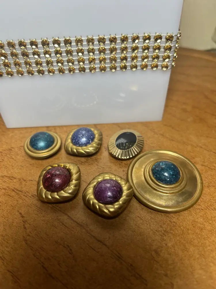 6pc Vintage Gold-tone Button Covers