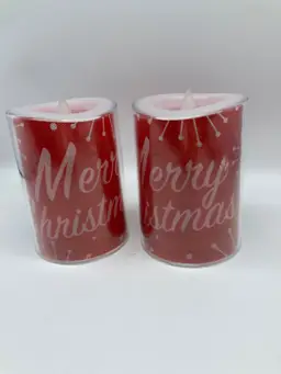 Red Merry Christmas Candles, Battery Powered