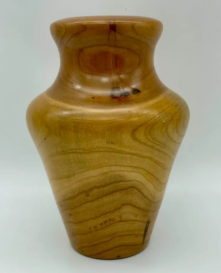 Polished turned Cherry wood vase