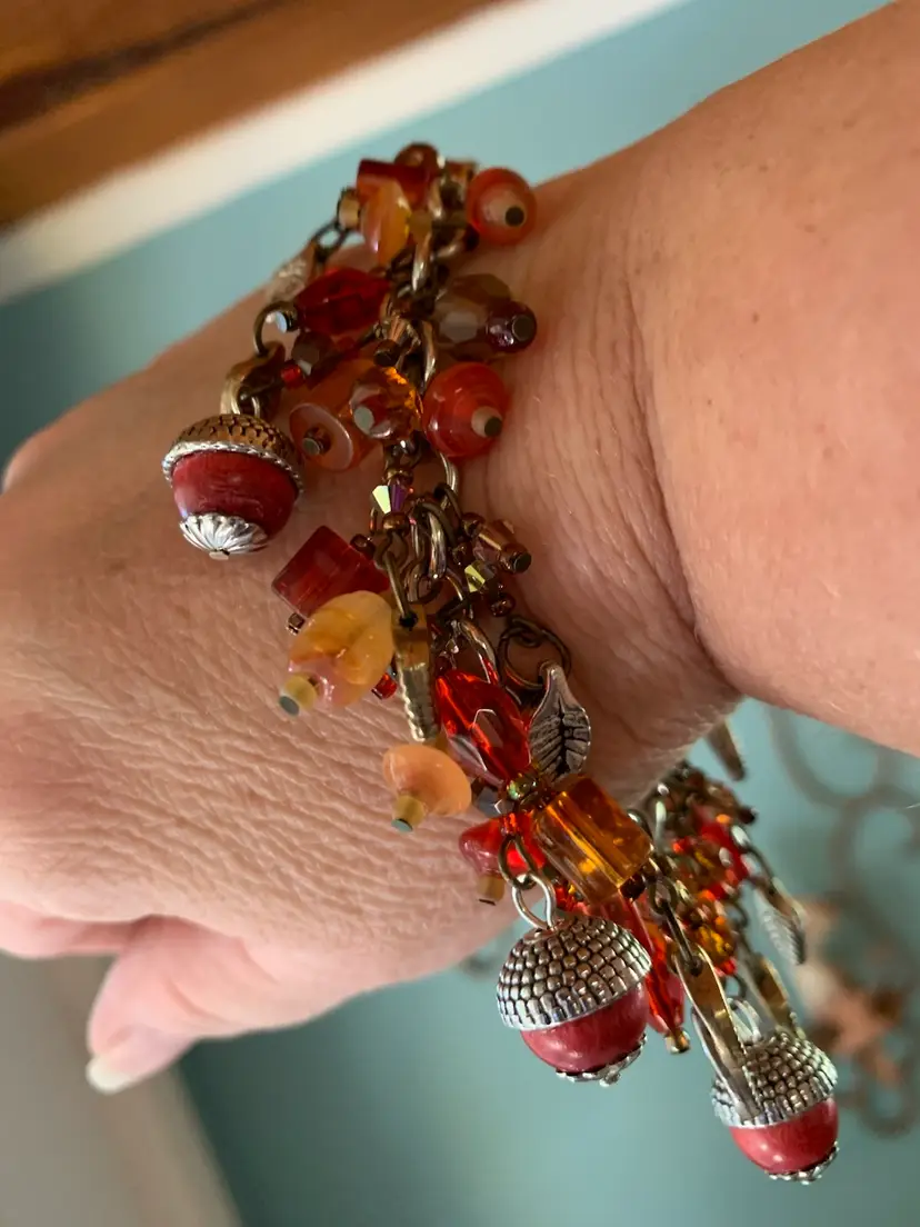 Fall Mixed Metals Acorn Cha-cha Bracelet 