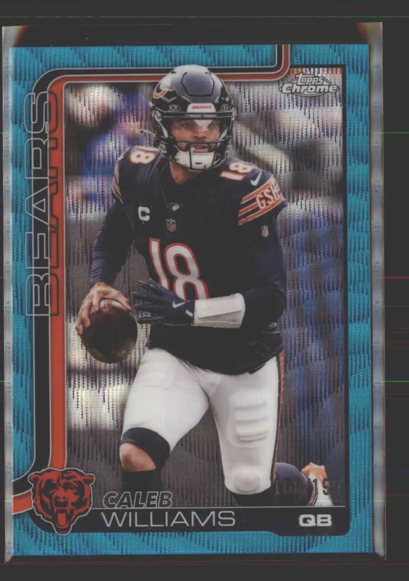 Caleb Williams #/199 2025 Topps Chrome Aqua Raywave Refractor #52 - (142) - Chicago Bears
