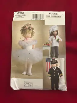 Vtg Vogue Doll Clothes Pattern V7951 Ballerina Chef Naval Officer Uncut FF