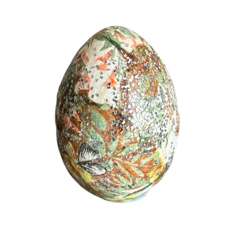 Hand Crafted Decoupage Egg Figurine