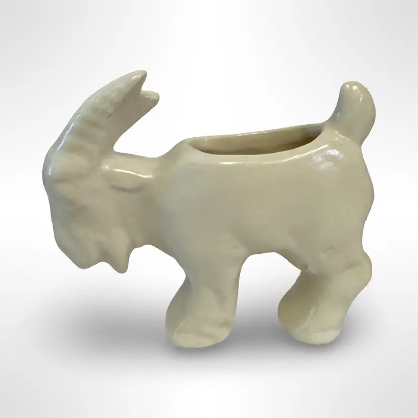 Vintage McCoy Pottery Ivory Stretch Ram Billy Goat Planter 1940s