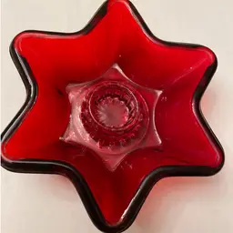 VINTAGE INDIANA GLASS RED STAR CANDLE HOLDER