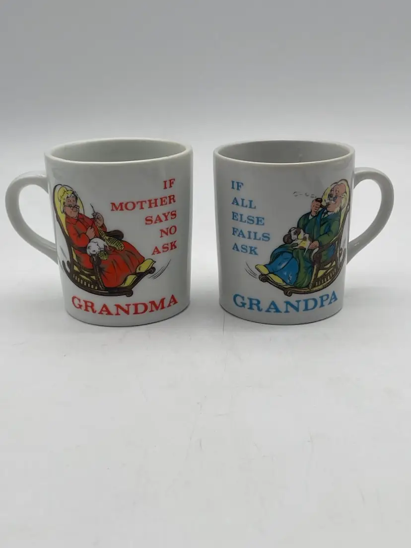 Set Of Vintage “Ask Grandma & Grandpa” Mugs