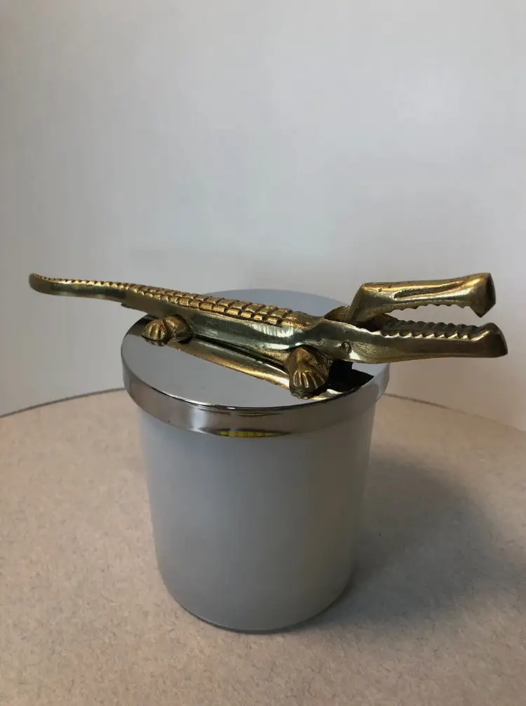 Vintage Solid Brass Alligator Figurine Nutcracker