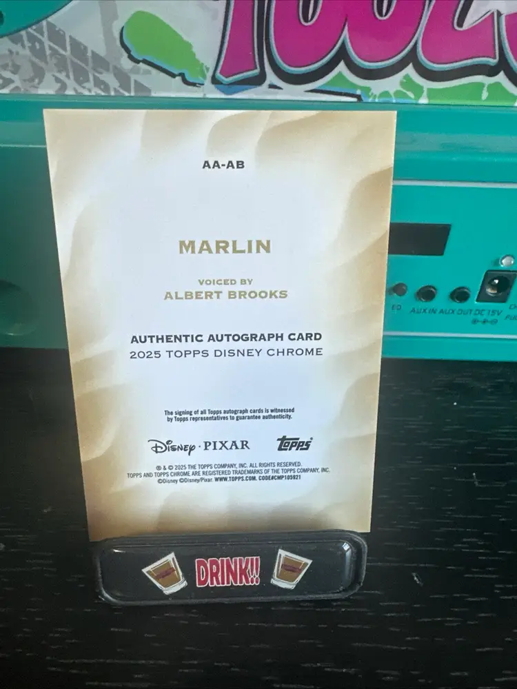 2025 Topps Chrome Disney Albert Brooks As Marlin Black Auto #03/10