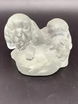 Vintage Fenton 1980’s Frosted Cuddling Puppies Figurine