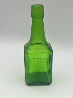 Wheaton NJ Bitters Bottle Green Glass Embossed Apothecary Collectible USA