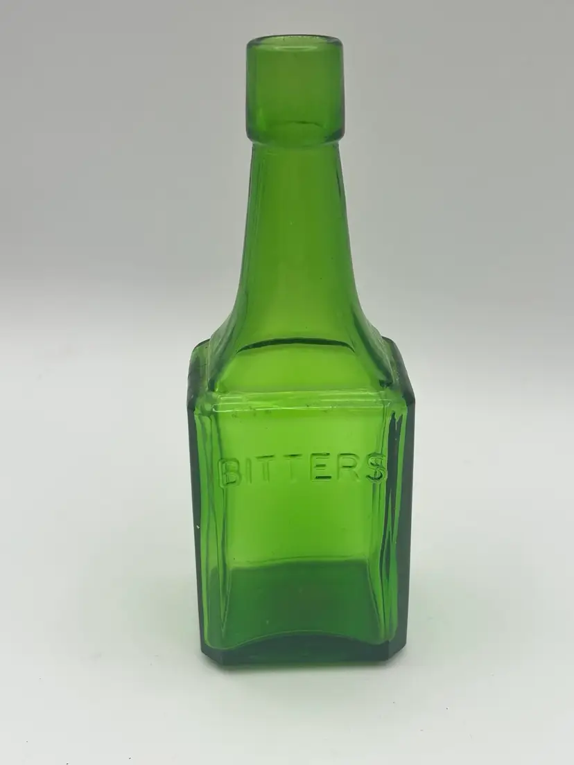 Wheaton NJ Bitters Bottle Green Glass Embossed Apothecary Collectible USA