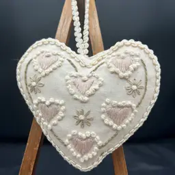 Made By Me Embroidered And Hand Sewn Heart Sachet Lavender 4.5”x5”