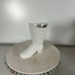 Fenton Milk Glass Hobnail Boot With Original Sticker