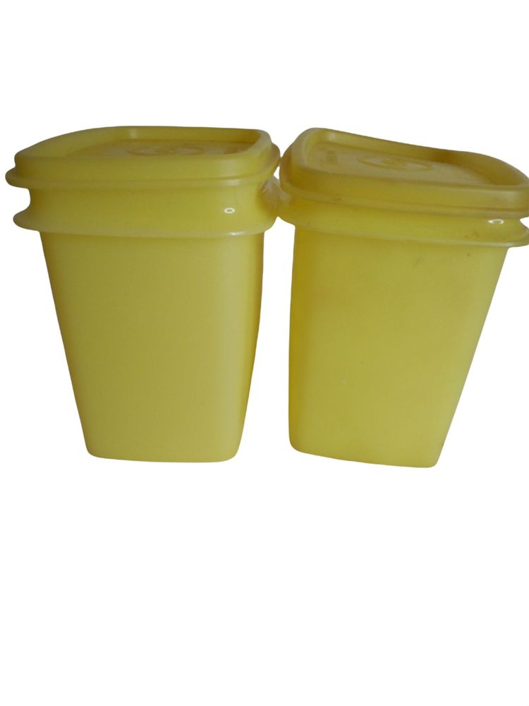 Vintage Rectangular Tupperware Storage Container Lemon Yellow 1243 and Lid 1244