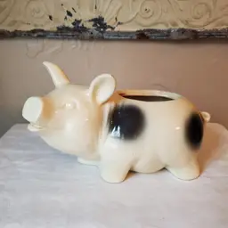 Ceramic Black and Cream Pig Planter