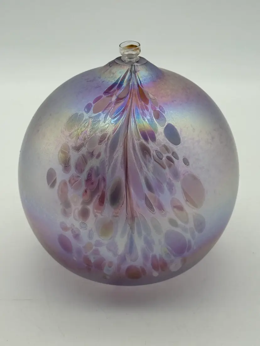 Lavender Iridescent Art Glass Oil Burner