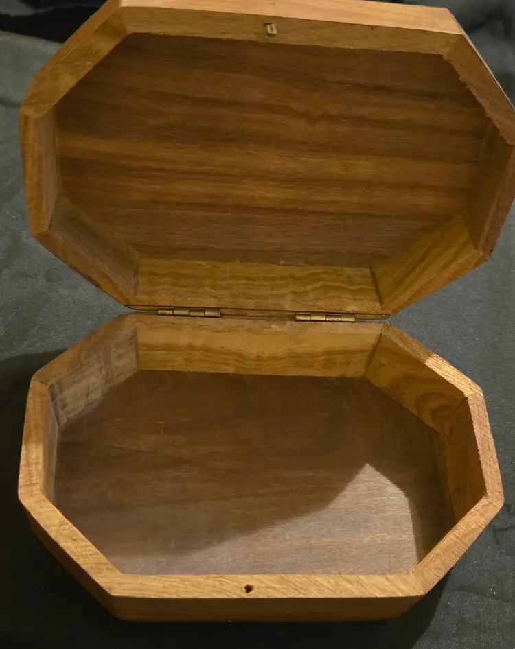 Handcarved Wood Box Pentagram and Flowers