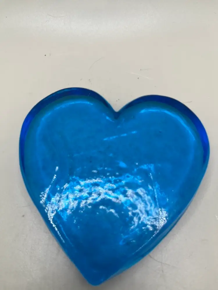 Blue Art Glass Heart Paperweight
