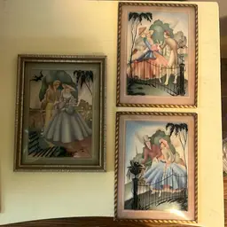 3 Convex Glass W/ Reverse Paint Pictures