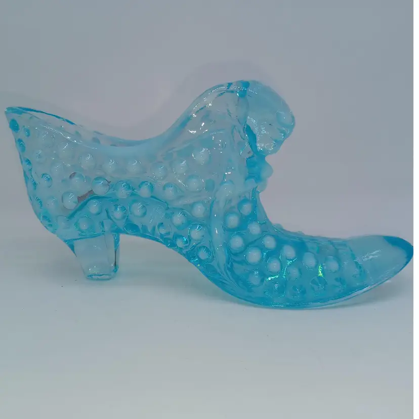 Vintage Fenton Turquoise Opalescent Cat Shoe
