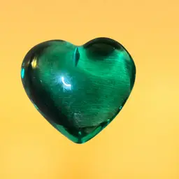 14. Emerald green glass heart paperweight.