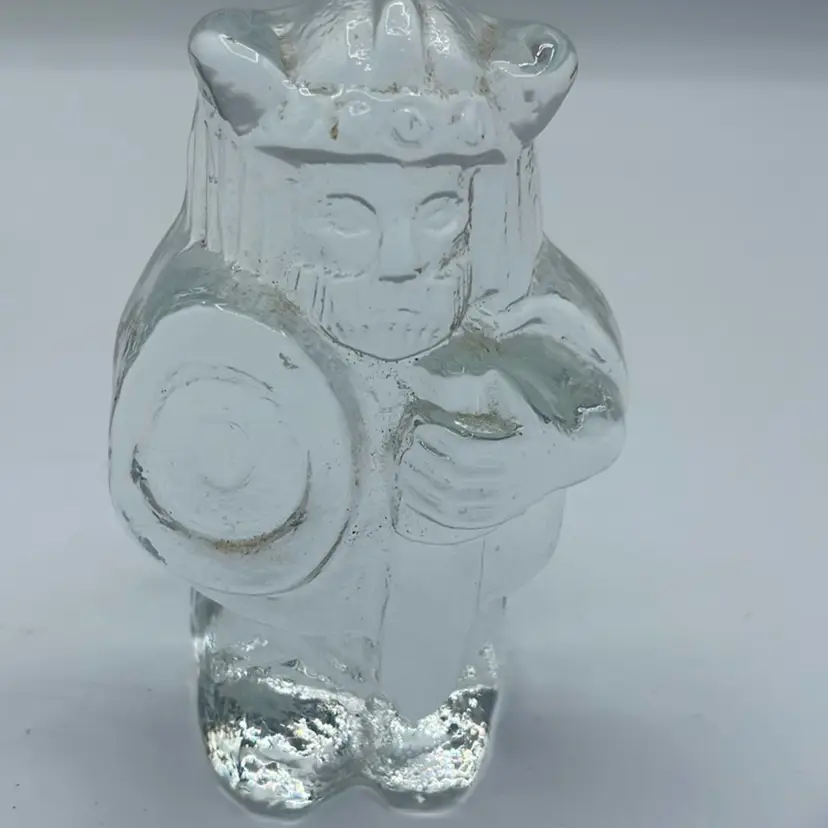 Jema Glasbruk Viking Clear Glass Figure Paperweight Sweden 4.25" Height