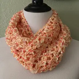 Hand Crochet Yellow Orange Lace Scarf 5” X 65”