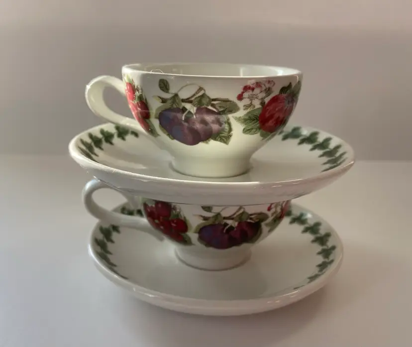Portmeirion Botanic Garden Cup & Saucer Set Of Two-3” X 2” Made In Britain