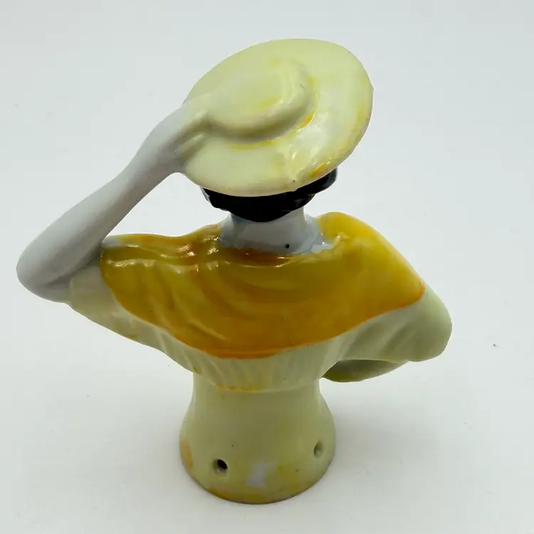 Art Deco Ceramic Made In Japan Yellow Half Broom Doll
