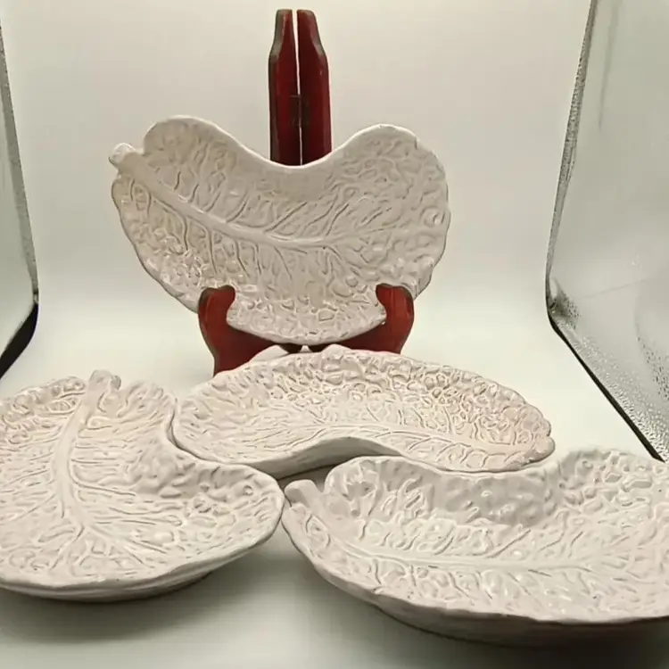 Set of 4 Ed Langbein Vintage Cresent Cabbage Ware Plates - Made in Italy